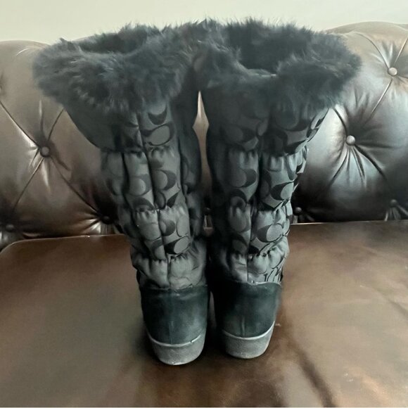 COACH THEONA SNOW BOOT BLACK SIGNATURE WINTER BOOT size 11B - Picture 6 of 7